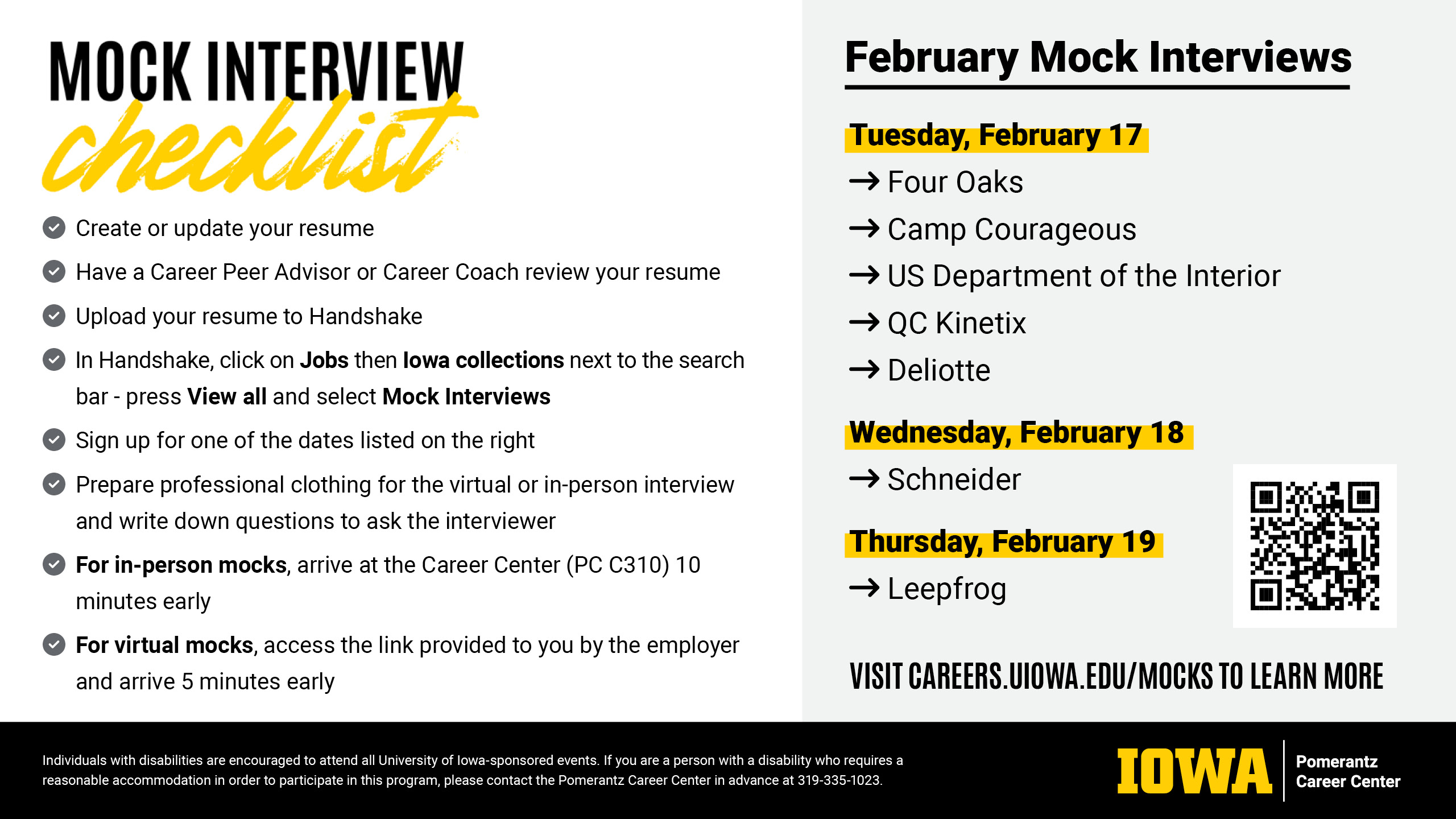 Announcement of the Spring 2026 Mock Interview schedule