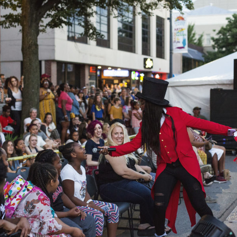 Image of attendees at the annual University of Iowa block party.